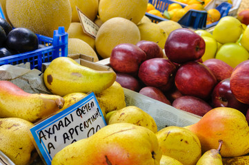 Fruit and vegetables in a Greek fruit shop