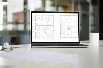 Tablet with floor plan in office