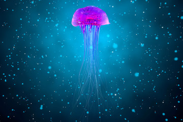 Three dimensional render of purple jellyfish