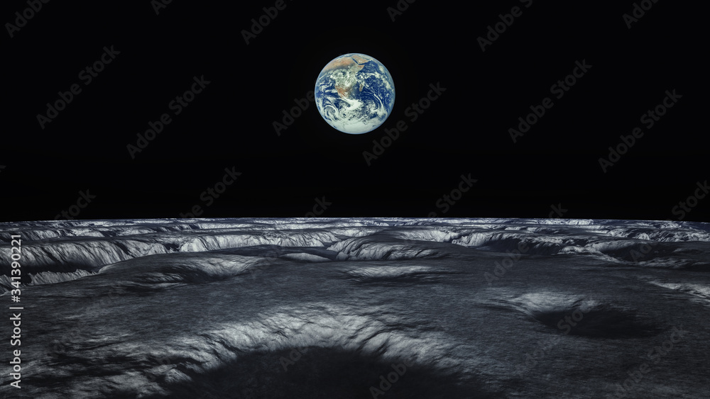 Wall mural view to our planet earth from moon