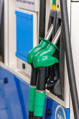 Nozzles on a petrol pump