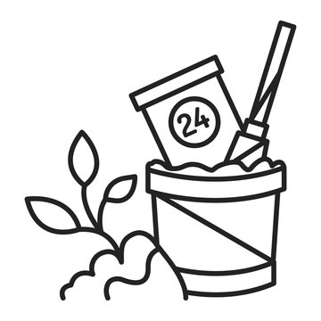 black and white gardening tools in pot clip art preview