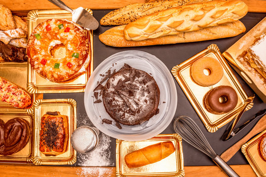 Overhead Shot Of Cakes And Desserts