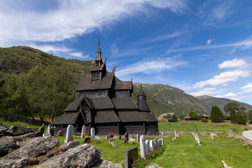Fototapeta na wymiar Old Borgund Stave Church in Laerdal, Norway
