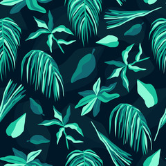Tropical palm seamless pattern. Summer vector background