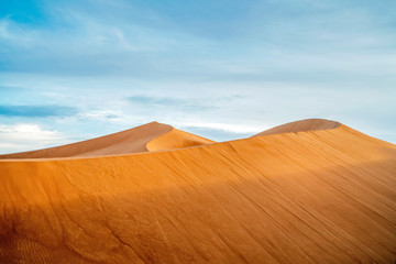 Fototapeta na wymiar Peaceful landscape of Sahara Desert sand dunes, Morocco.