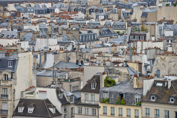 Fototapeta na wymiar Roofs of Paris. Top view of the French capital.