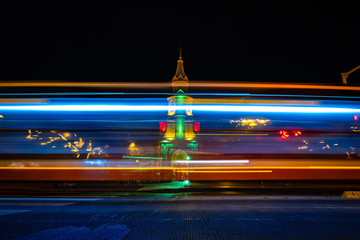 night view of clock tower in Cartagena, Colombia