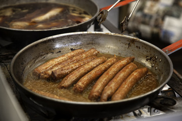 Sausages on grill