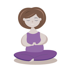 Young woman or girl practising yoga, lotus position
