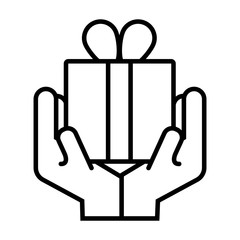 hands with gift box present line style