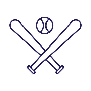 Isolated ball and bats of baseball line style icon vector design
