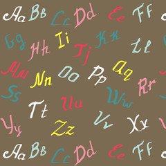 Retro color letters seamless pattern background.