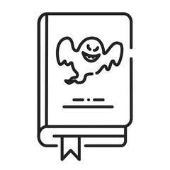Horror book black line icon. Pictogram for web page, mobile app, promo. UI UX GUI design element. Editable stroke.