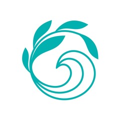 logo flowers and waves and leaves icon vector