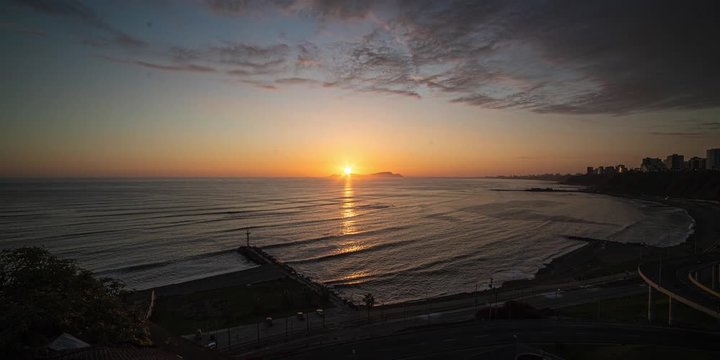 Sunset timelapse  03 on the beach of the Costa Verde circuit in Miraflores, Lima-Peru.