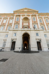 The Royal Palace in Caserta (Reggia di Caserta) Italy. Entrance of the The Royal Palace of Caserta, built in 18th century and former residence of Bourbon kings. Caserta, Italy, October 2018.