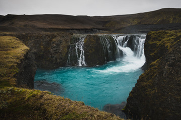 Hrauneyjafoss Waterfalls In Iceland