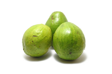 Three avocados (Persea americana) isolated on white background, perfect for breakfasting during ramadan