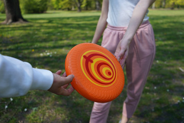 coronavirus, park, health, mask, protective mask, frisbee, fun, background, throw, girl, active,...