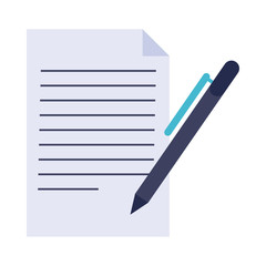 paper document with pen flat style icon