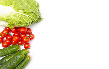 Vegetable food set isolated on a white background. Cooking concept with copy space. Food donation