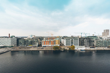 Fototapeta na wymiar View on Grand Canal Docks Dublin Ireland 