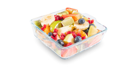 Portion fruit salad in a bowl . Healthy meal