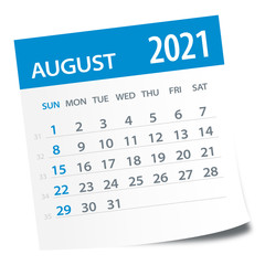 August 2021 Calendar Leaf - Vector Illustration