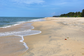 Tropical white sand beach of mararikulam, Kerala, India