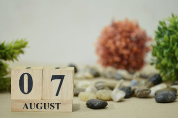 August 7, Number cube design in natural concept.