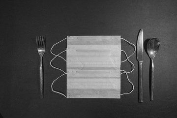 restaurant table setting with cutlery