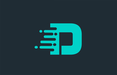 D blue alphabet letter logo icon with line design for company and business