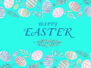 Happy easter egg illustration on colorful pastel background