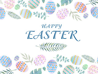 Fototapeta na wymiar Happy easter egg illustration on colorful pastel background