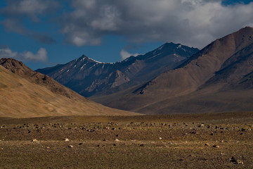Tajikistan, the Picturesque Tien Shan mountains around the Alichur river valley along the Pamir highway. Inaccessible mountains of the Tien Shan