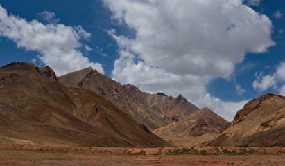 Tajikistan, the Picturesque Tien Shan mountains around the Alichur river valley along the Pamir highway. Inaccessible mountains of the Tien Shan