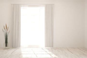 Fototapeta premium White empty room. Scandinavian interior design. 3D illustration