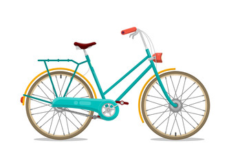 Bicycle Icon Illustration. Retro Blue Bike Isolated on White Background.