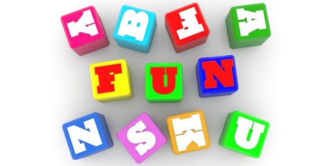 FUN concept on colored toy blocks