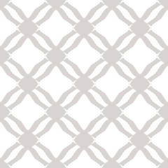 Simple white and gray diamond grid texture. Subtle vector geometric seamless pattern. Delicate background with mesh, lattice, net, rhombuses. Subtle abstract ornament. Repeat design for decor, fabric
