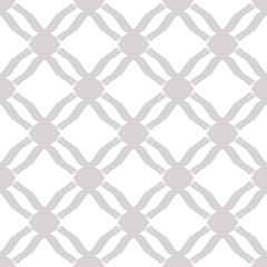 Simple white and gray diamond grid texture. Subtle vector geometric seamless pattern. Delicate background with mesh, lattice, net, rhombuses. Subtle abstract ornament. Repeat design for decor, fabric