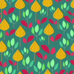 seamless pattern with autumn leaves in  bright colours