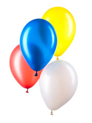 Set of multicolored helium balloons. Element of decorations for party.