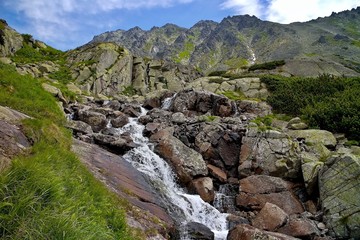 Fototapeta na wymiar Landscape around the Skok waterfall in the High Tatras in Slovakia.
