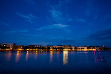 Fototapeta premium Twilight view of Copenhagen over the water.