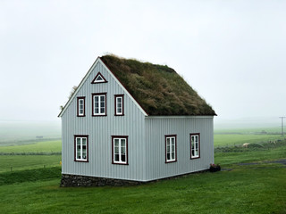 Fototapeta na wymiar Gilsstofa - one of the typical turf houses in Glaumbær, Iceland
