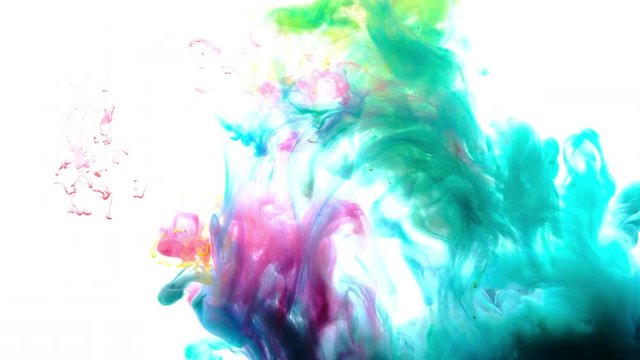 4K ,Abstract Ink colours flowing in water, Color paint drops in water , 4K footage, 