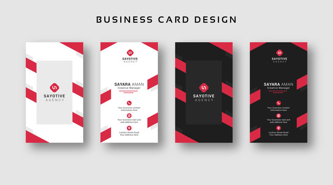 Vertical Black White Business Card Template Sate