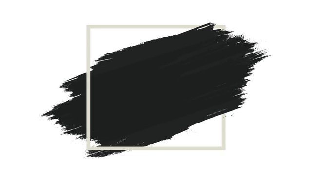 Brush background with black brush strokes being painted and an animated frame or empty text box moving around the paint strokes. Frame has copy space for text. Great for advertisements.